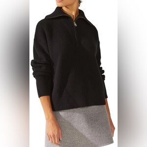 Made for Italic Sophia Chunky Cashmere
Quarter Zip Black Ribbed Sweater Size M